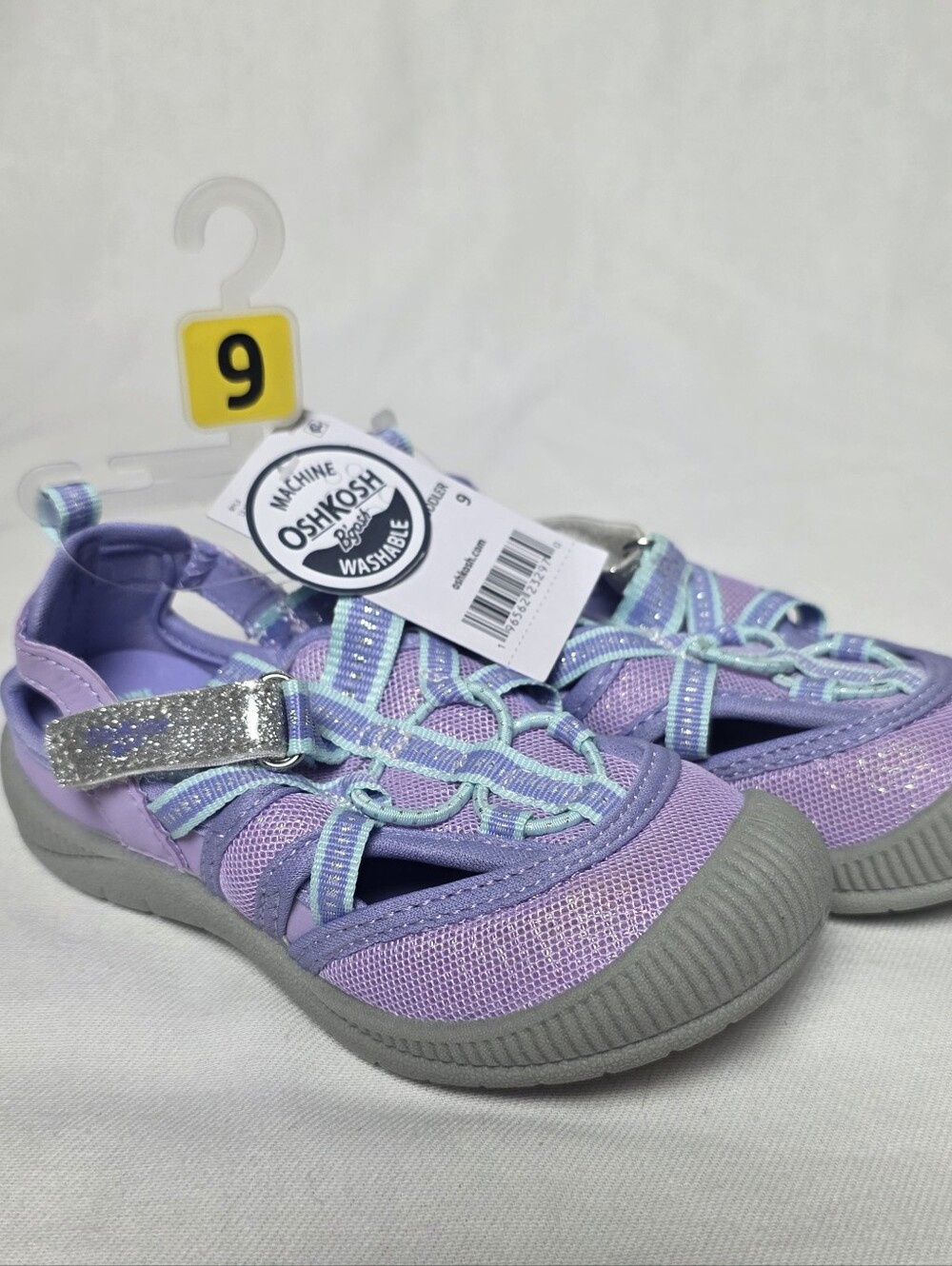 OshKosh B'gosh Washable Lilac & Aqua Kids Close Toed Sandal - Size 9